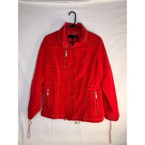 Utex Red Lightweight Windbreaker Jacket Womens Medium Contrast Stitch Zip Up